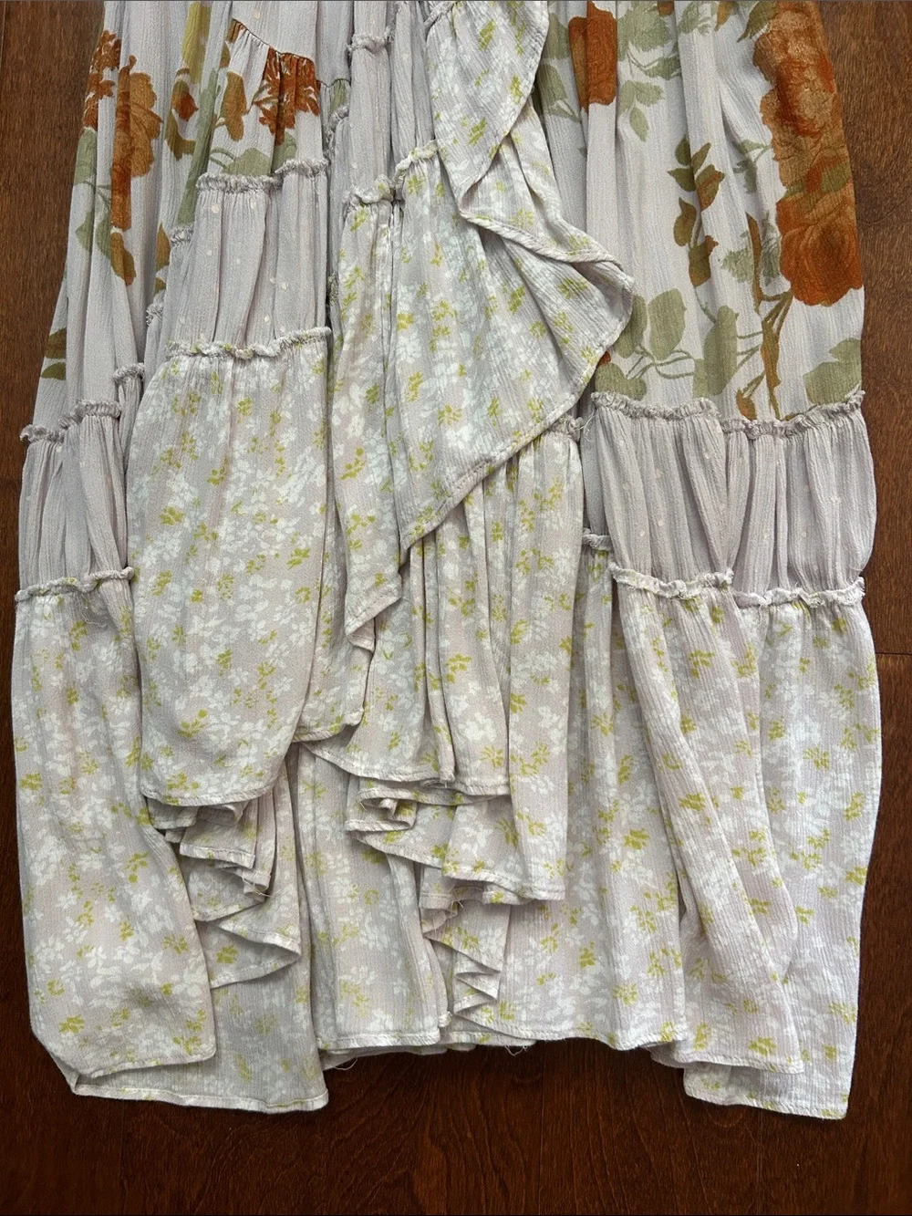 Free People Bare It All Maxi Bohemian Dress in Pale Lavender and Orange, Size S - Picture 8 of 12
